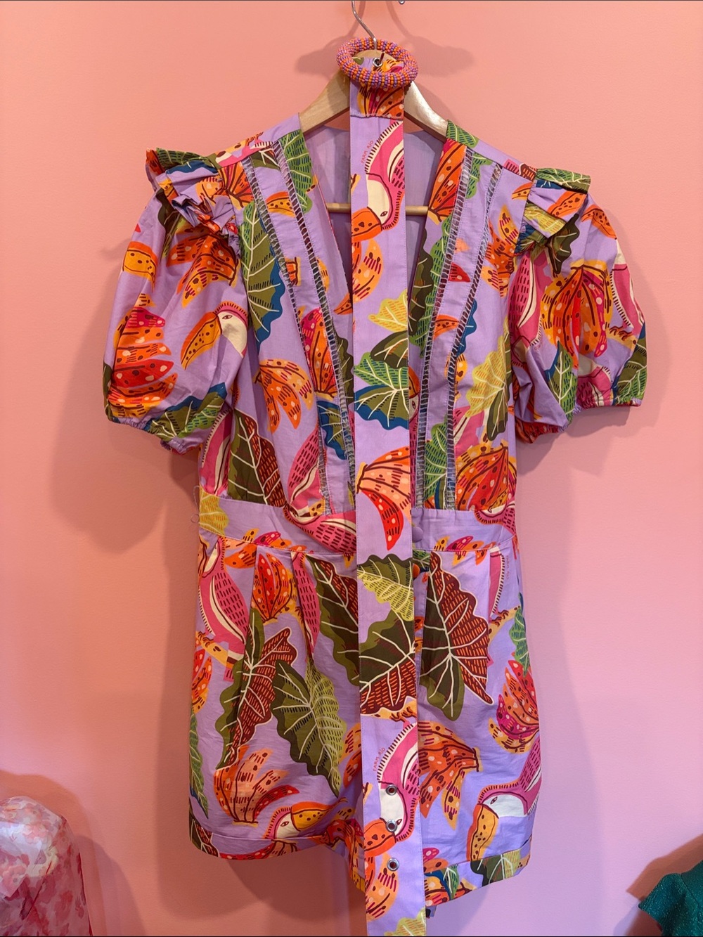 FARM Rio Vibrant Purple Tropical Print Romper - Picture 2 of 6